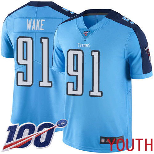 Tennessee Titans Limited Light Blue Youth Cameron Wake Jersey NFL Football #91 100th Season Rush Vapor Untouchable->tennessee titans->NFL Jersey